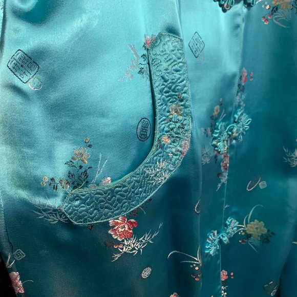 Antique Vintage Teal Satin Made in Hong Kong size 40 - Picture 6 of 10